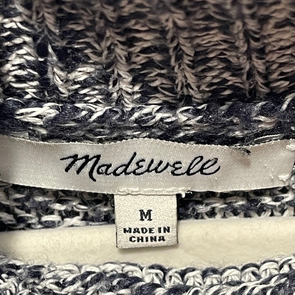Madewell Mock Turtleneck Knit Long Sleeve Sweater Black White G0443 Size Medium - Picture 4 of 6
